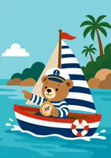 A simple, practical A5 graph paper notebook: For school, work, study, and everyday writing: Sailing Teddy (German Edition)